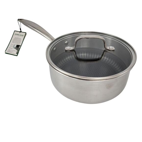 Lexi Home Ceramic Coated Tri-Ply Stainless Steel 2.7Qt Saucepan Cookware And Lid - Picture 4 of 13
